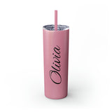 Olivia Custom Skinny Tumbler with Straw, 20oz