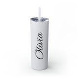 Olivia Custom Skinny Tumbler with Straw, 20oz