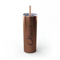 Olivia Custom Skinny Tumbler with Straw, 20oz