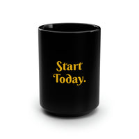 "START TODAY" Inspirational Giftable Office Black Mug, 15oz