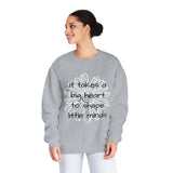 "It Takes A Big Heart To Shape Little Minds" Teacher Appreciation Crewneck Sweatshirt- Perfect Teacher Gift