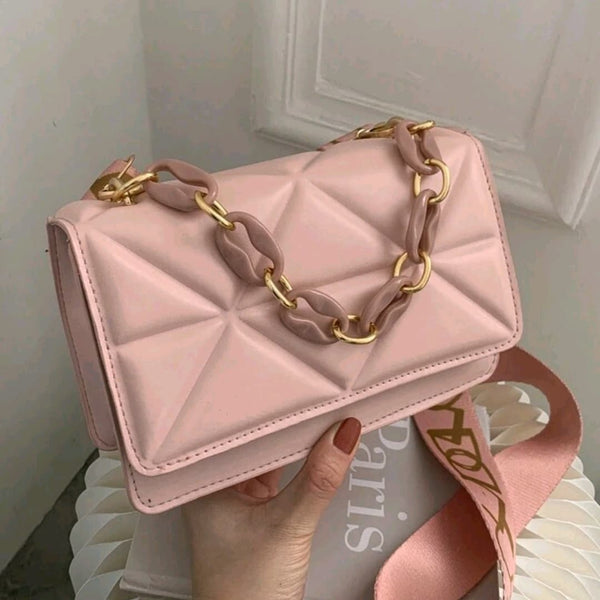 Pink quilted minimalist purse