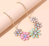 Multicolor flower beaded necklace