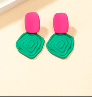 Hot pink and green color block earrings - Jay's Pretty Little Things For You