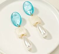 Long dangling color block pearl earrings - Jay's Pretty Little Things For You