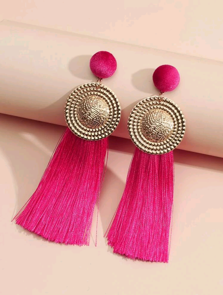 Hot Pink fringe earrings - Jay's Pretty Little Things For You