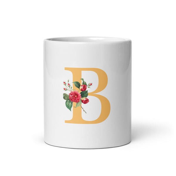 "LETTER B" Floral Alphabet Giftable mug