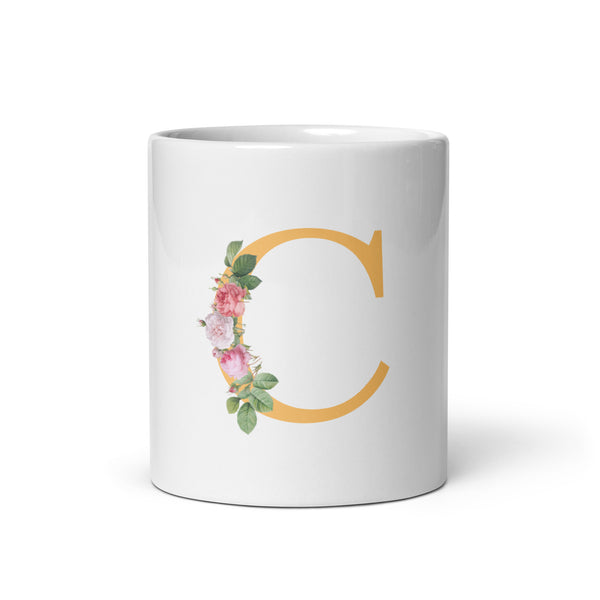 "LETTER C" Floral Alphabet Giftable mug