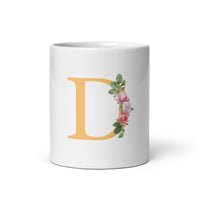 "LETTER D" Floral Alphabet Giftable mug