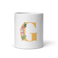 "LETTER G" Floral Alphabet Giftable mug