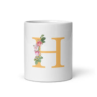 "LETTER H" Floral Alphabet Giftable mug