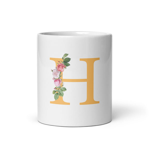 "LETTER H" Floral Alphabet Giftable mug