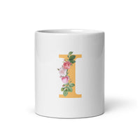 "LETTER I" Floral Alphabet Giftable mug