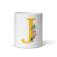 "LETTER J" Floral Alphabet Giftable mug