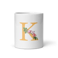 "LETTER K" Floral Alphabet Giftable  mug