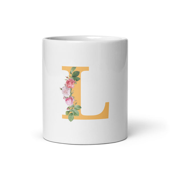 "LETTER L" Floral Alphabet Giftable mug