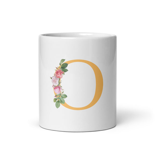 "LETTER O" Floral Alphabet Giftable mug