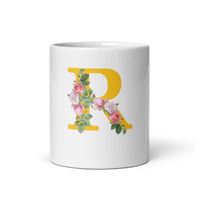 "LETTER R" Floral Alphabet Giftable mug