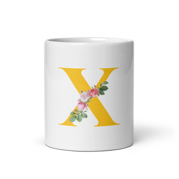 "LETTER X" Floral Alphabet Giftable mug