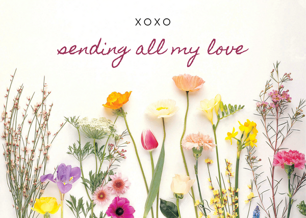 SENDING ALL MY LOVE card- 5" x 7" folded greeting card - Jay's Pretty Little Things For You