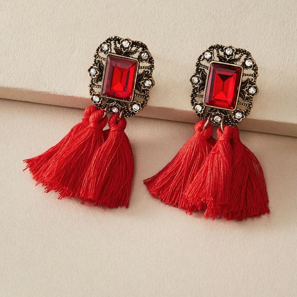 Cute small gift for you and bff- Lovely Red Tassel Earring - Jay's Pretty Little Things For You