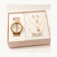 Simone by Simone Chic: Mom pendant necklace, Mom heart shaped necklace, watch, earring studs + jewelry set for mom. - Jay's Pretty Little Things For You